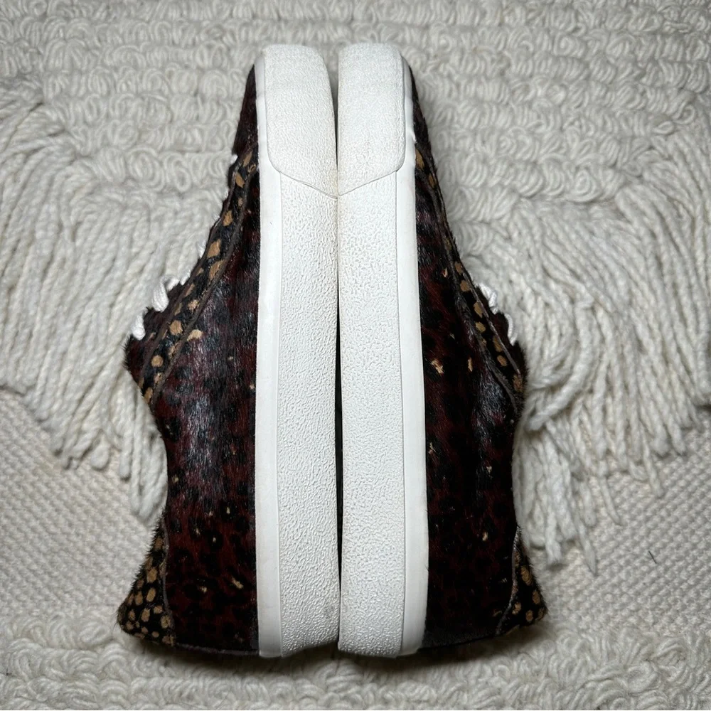 MADEWELL brown leopard colorblock calf hair Sidewalk low-top sneakers 6 NEW